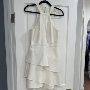 BCBGMaxAzria White Ruffled Tiered Halter Sundress